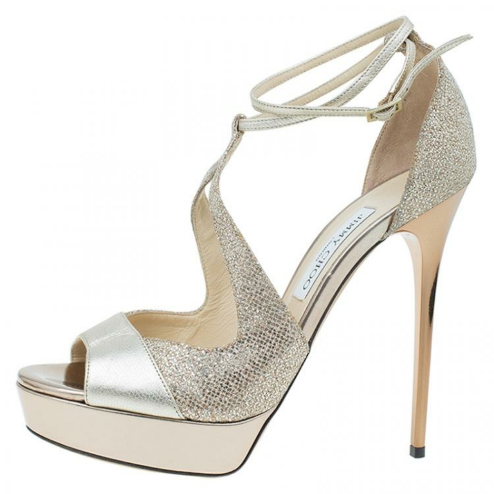 Jimmy ChooJimmy Choo Gold Leather and Glitter
